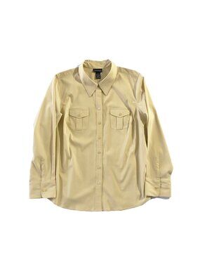 Lane Bryant Shirt Womens Plus Sz 18/20 Yellow Button Front Pockets Long Sleeves